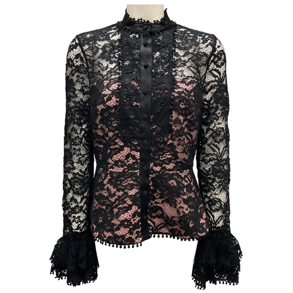 ALEXIS BLACK INNA LONG SLEEVED LACE TOP - Picture 1 of 5